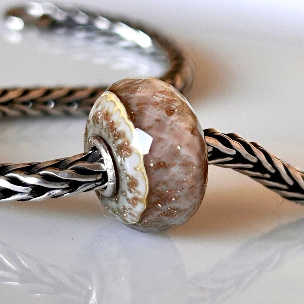 TROLLBEADS Troll Agate Facet LAA 925S Pink Cream Gray w Glitter TB DAY 2022